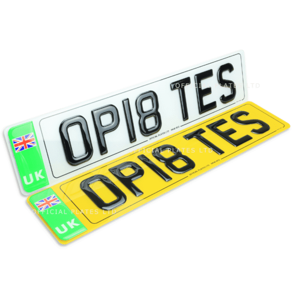 3D Gel Electric Vehicle EV number plates with UK, Union Jack flag badge,