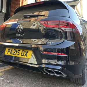 Volkswagen Golf with a yellow 4D retro number plate displaying the registration PA21 SOX
