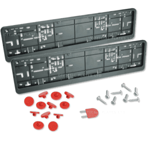 Premium Wurth plate holders with red lock release key, screws, and rubber bumpers for vibration protection.